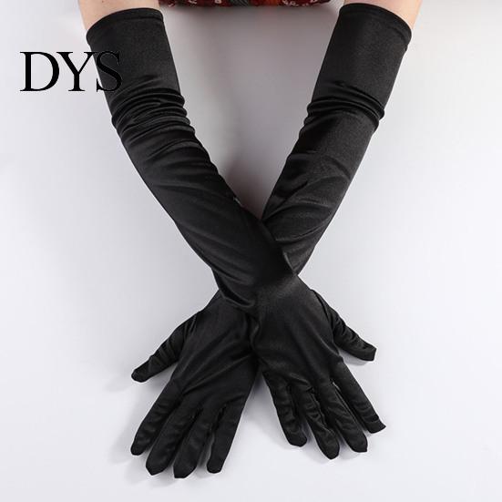 Full Finger Gloves 1 Pair Wedding Super Soft Elastic Fade-Resistant Washable Vivid Color Decorative Satin Women Elbow Length Evening Party Long