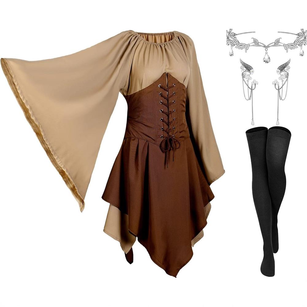 Elf Dress Cosplay Costume for Women Fantasy Stage Performance Outfit Anime Convention Party Dress Up Halloween Costume S&Other