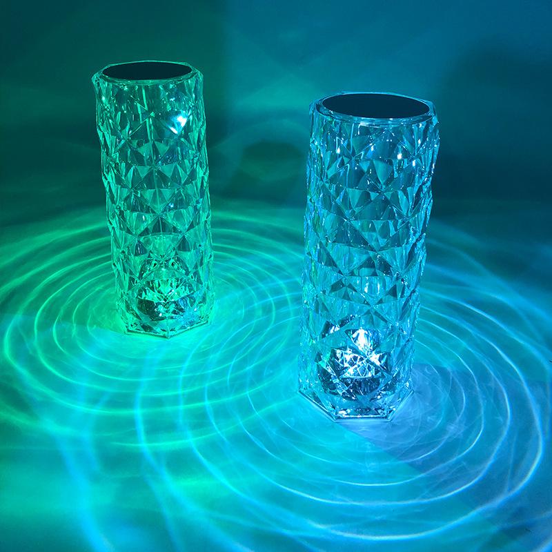 In Stock Luxury Rose Crystal Touch Lamp - Decorative Night Light for Bedroom