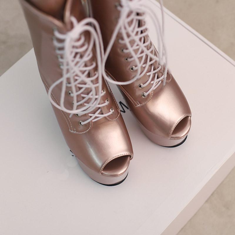 Women's high-heeled cool boots, sexy European and American style waterproof platform thick heel large size fish mouth shoes