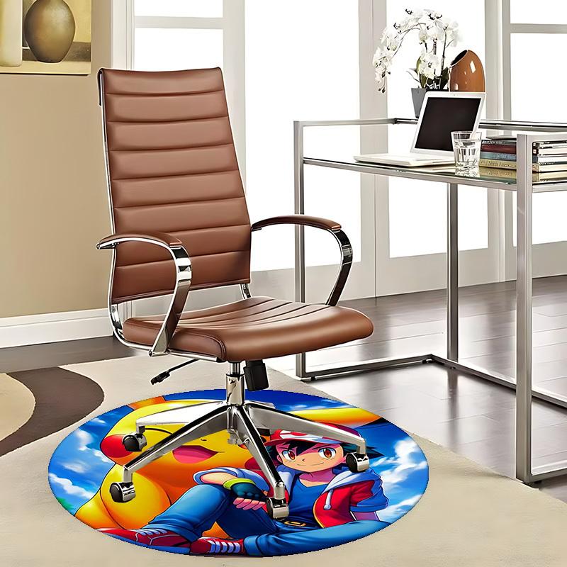 1pc Pikachu Pikachu Round Carpet - Anime Design Chair Mat for Office, Home Decor, Living Room