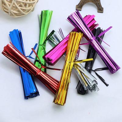 100pcs Metallic Twist Ties Coloured Spiral Ties For Cellophane Party Bag Cute Cones Birthday Candy Bag Colours Available