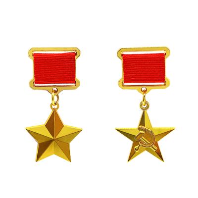 2pcs/set Copy Venus Soviet Country Micro Wallet Socialist Labor Hero Medal Golden Star Russian World War II USSR Five-star Alloy CCCP Badge