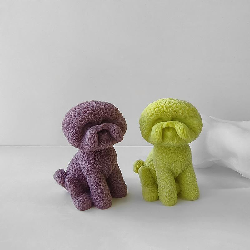 DIY Teddy Pet Dog Silicone Mold Handmade Aroma Candle Plaster Resin Puppy Ornament Molds Soy Wax Candle Making Supplies
