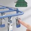 Rotatable Stainless Steel Clothes Drying Rack with 18 Windproof Rubber-Coated Clips for Socks and Underwear