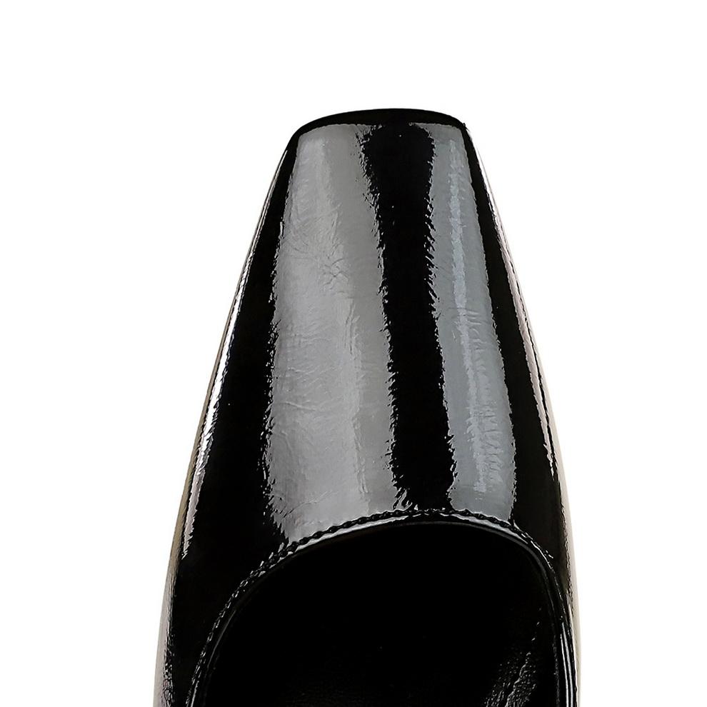 Women's Shoes with Thick Heel, Shallow Mouth, Square Toe, Rhinestone Buckle, Straight Strap, Single Shoe for Women