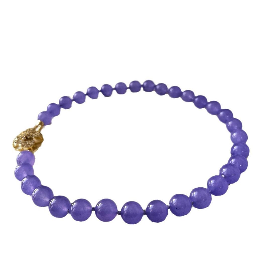 Myanmar Violet Jadeite Natural Quartzite Large Particle Necklace Women'S Retro Multi-Wearing Necklace