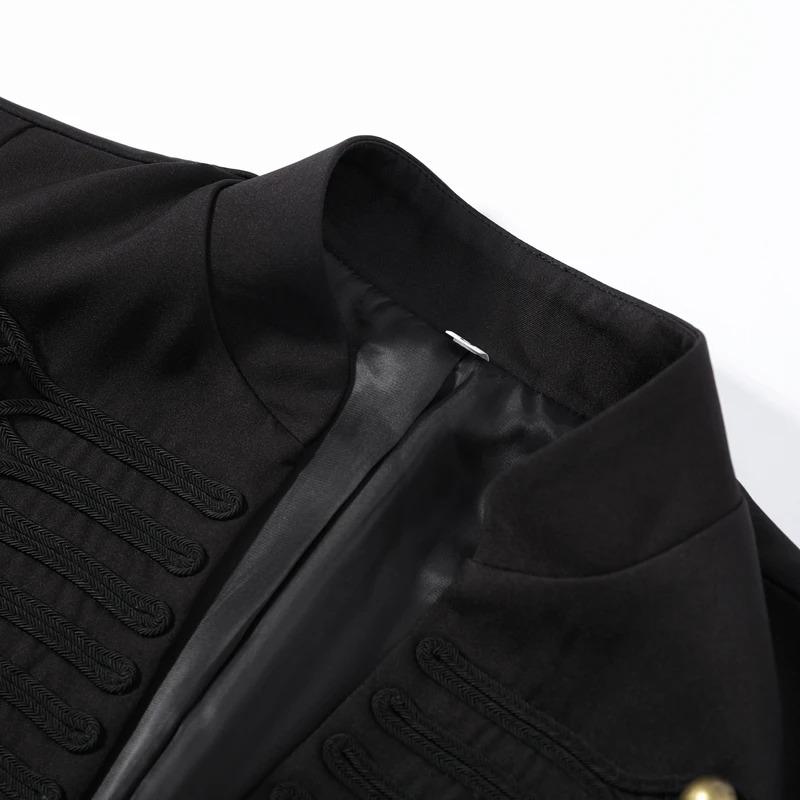 Elegant Women's Cropped Black Coats Pads Stand Collar Full Sleeve Jacket Autumn Lady Chic Commute Outwear