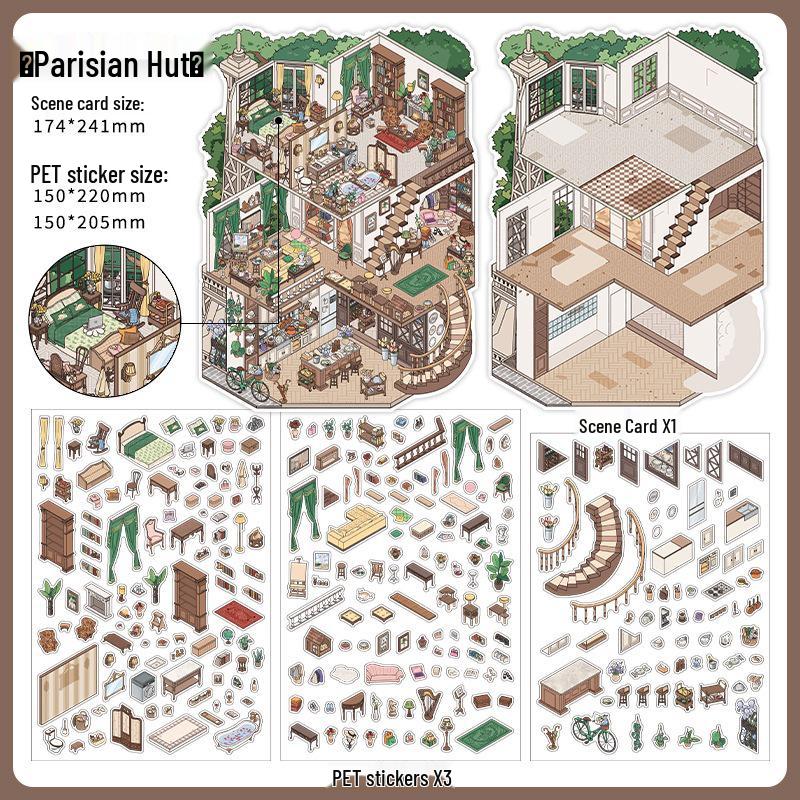 PaperMore Large Miniature Diorama Stickers for Creative Journaling and Stress Relief Scenes