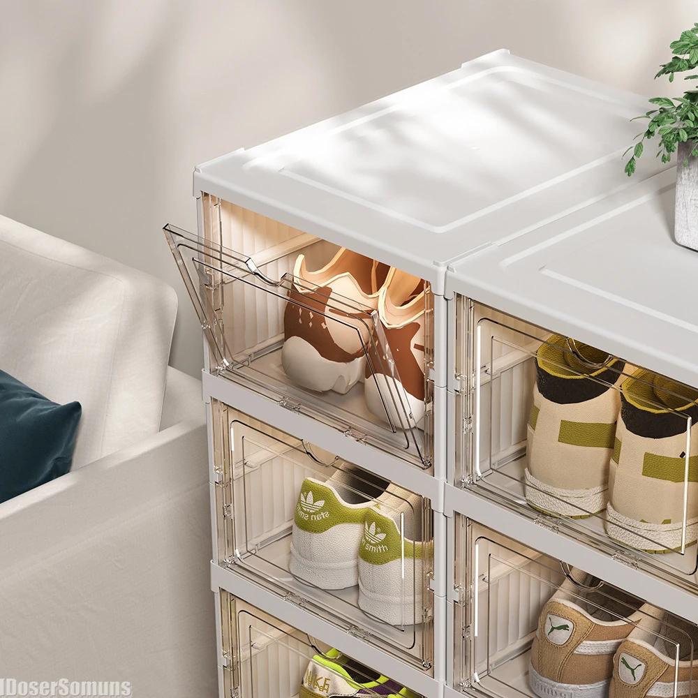 No Installation Shoes Case Fold Plastic Storage Thickened Drawer Case Drawer Stackable Box Organizer Shoe Box Simple Shoes Rack