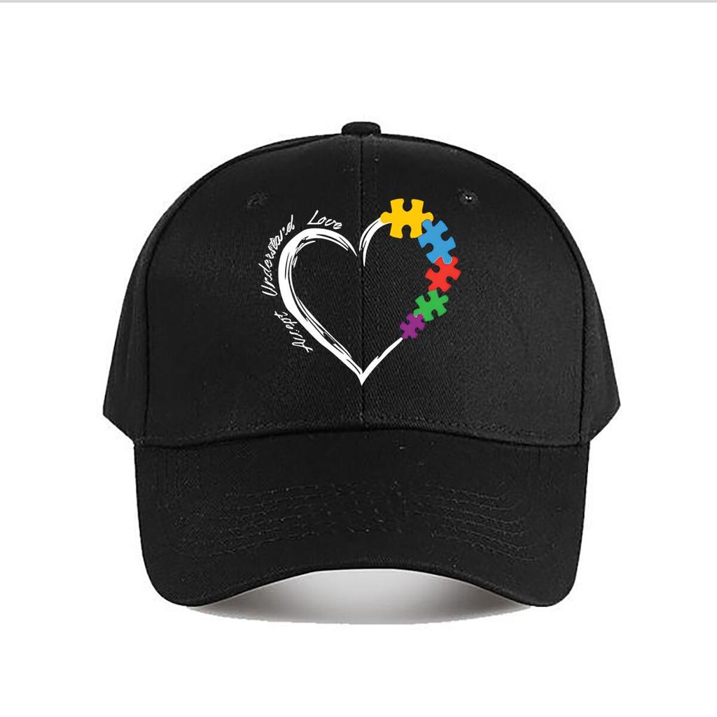 Autism Support Heart Puzzle Baseball Cap Fashion Unisex Sunhat Womens Outdoor Sports Snapback Cap