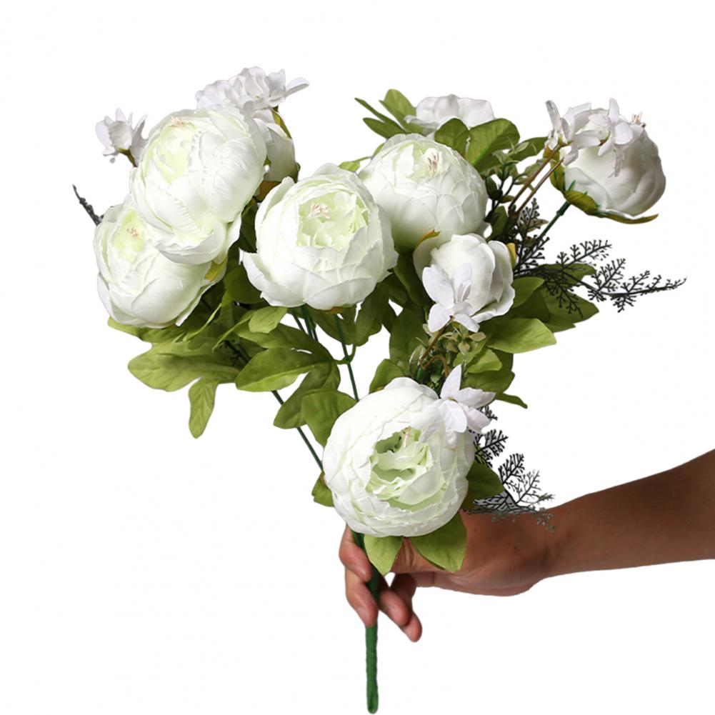 Bouquet di Peonie Artificiali Rosa Cipria in Seta, 13 Teste di Peonie Artificiali, Artigianato Artistico Fai da Te, Decorazione per Matrimonio e Casa