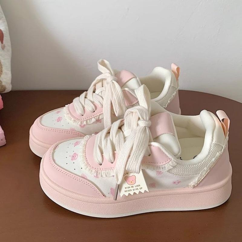 

Милые туфли на платформе конфетного цвета с круглым носком, женские новые модные маленькие белые туфли на шнуровке, студенческая уличная съемка, кроссовки для бега 40 розовый