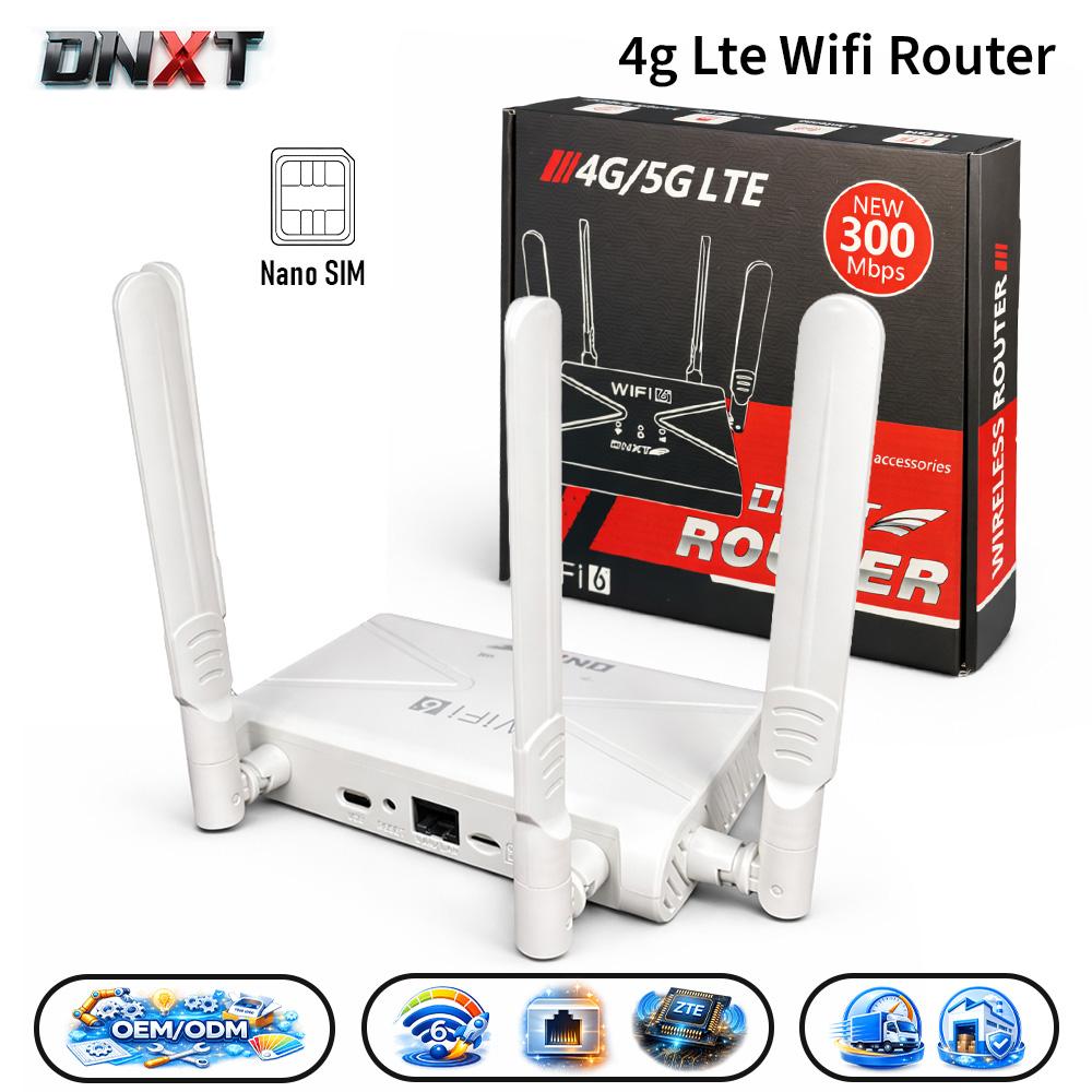 DNXT 4g Lte Wifi Modem WiFi6 300Mbps Wifi Router 6 WAN/LAN Cat4 Wifi Avec Carte Sim AP Mode USB Type-C 4g Slot Router for Office