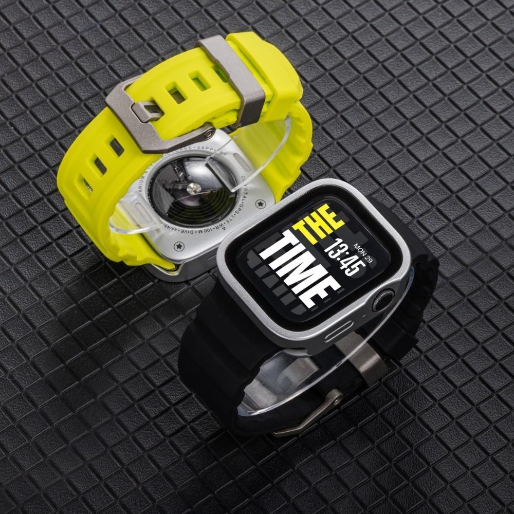 Silicone Strap + Aluminum Alloy Case For Apple Watch Ultra 3 49mm S11 S10 46mm For Apple Watch 9 8 7 45mm 6 5 4 SE3 44MM