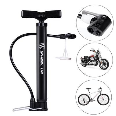 Bike Pumps with Gas Pressure Gauge 140 PSI Air Inflator Mini Bicycle Foot Pedal Aluminium Alloy Pump