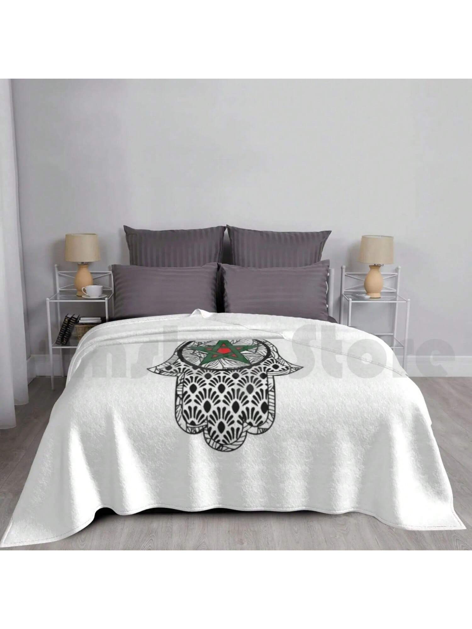 Morocco-Maroc Blanket For Sofa Bed Travel Morocco Maroc  Name World Africa Letters Green Red White 75X95CM