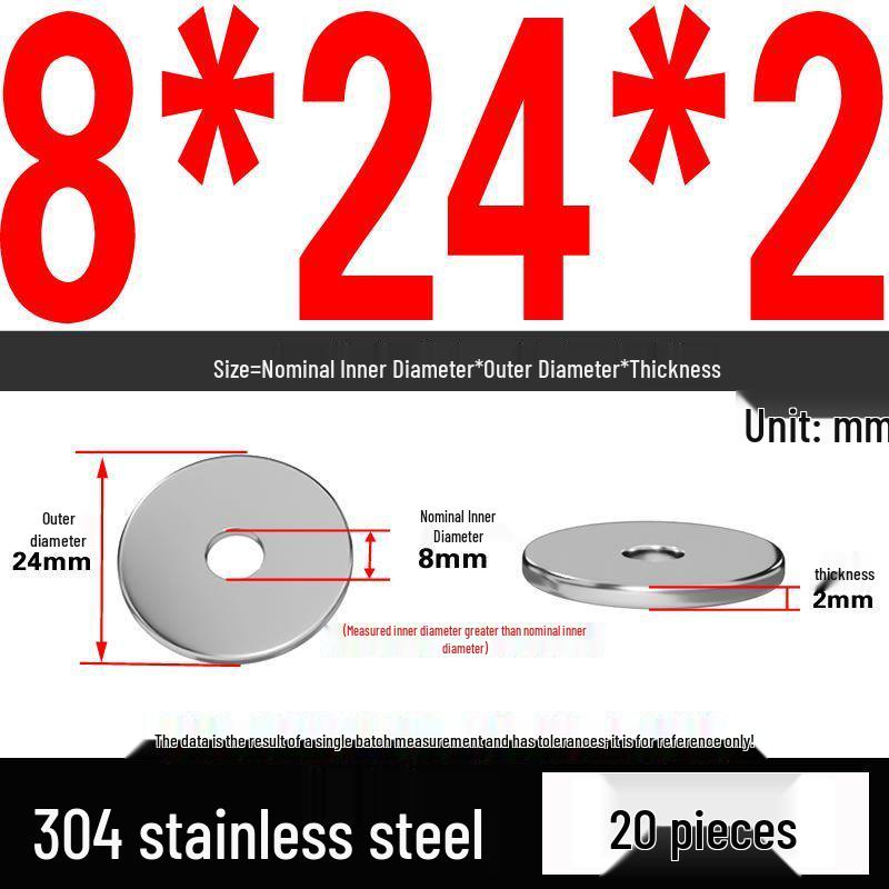 Thickened 304 Stainless Steel Flat Washer Spacer (M2-M36)