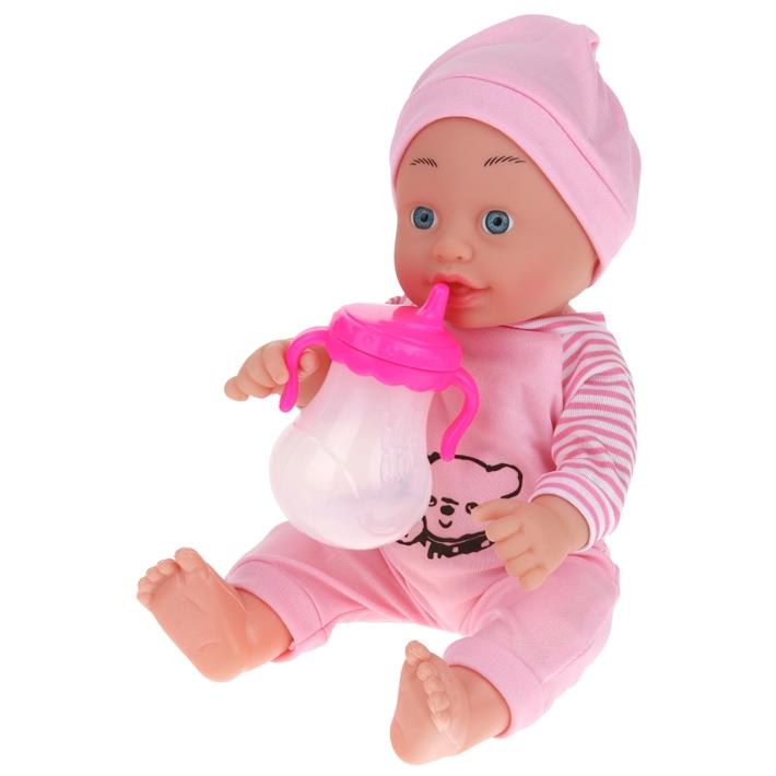 Baby Doll 30 cm Set with Bottle and Sleepsuit - pink