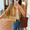 ZANZEA Women Ethnic Print Casual Open-front 3/4 Sleeve Loose Cardigan Blouse
