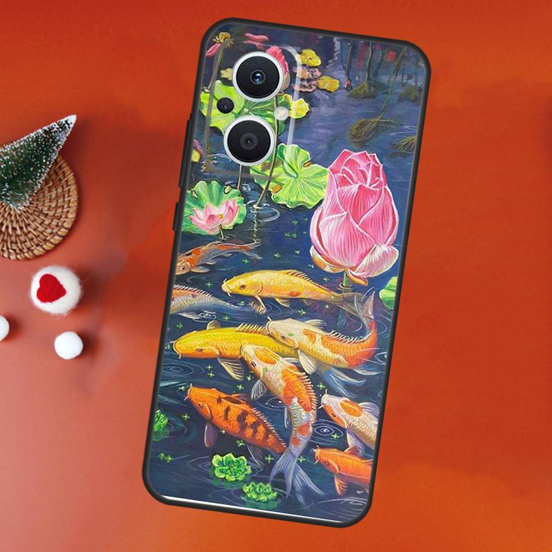 Koi Carp Fish Painting For OPPO Reno 8T 4Z 5Z 4 5 6 7 8 Lite 10 Pro OPPO Find X2 Lite X3 Neo X6 X5 Pro Phone Case