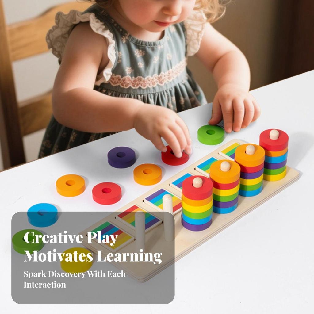 Wooden Educational ColorSorting Toy FineMotor Color Matching Board
