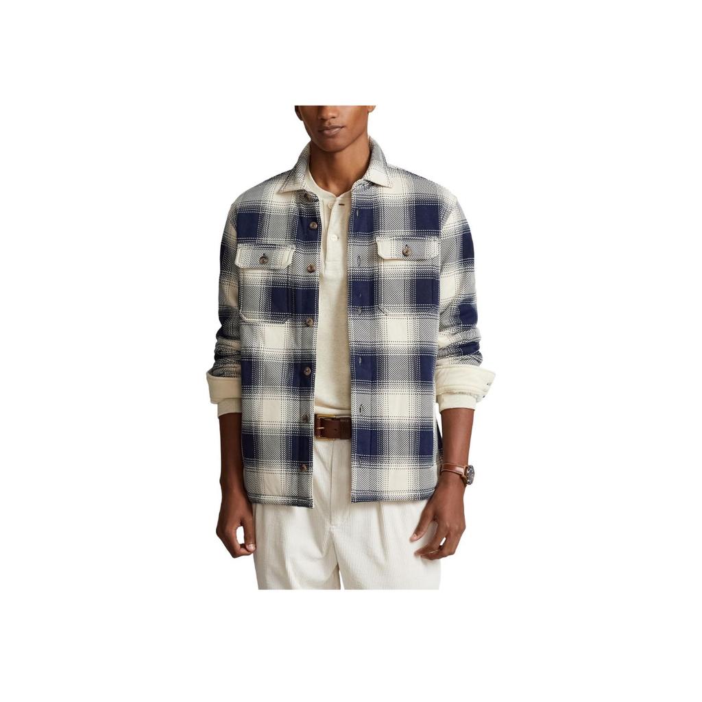 Polo Ralph Lauren FW23 Color Block Plaid Long Sleeve Shirt Men shirts Navy-Blue 710855198-004