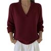 Women's Fashionable Long-sleeved Solid-color Pullover Knitted Sweater Top