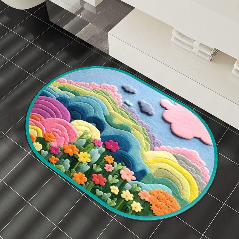 Ins Wind 3D Rainbow Diatom Mud Floor Mat Shower Room Water-Absorbing Quick-Drying Floor Mat Household Non-Slip And Dirt-Resistant Bathroom Floor Mat