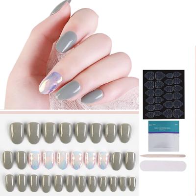 COSLIFESTORE- Press On Nails - 24 Reusable Gel Chrome Nail Extensions Nails with Full Application Kit Consisting of Buffer, Manicure Tool, 24 Jelly