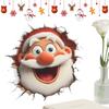 Christmas Creative Wall Sticker Removable 3D Effect Christmas Cartoon Decals Santa Reindeer Living Room Stickers for Dorm Office