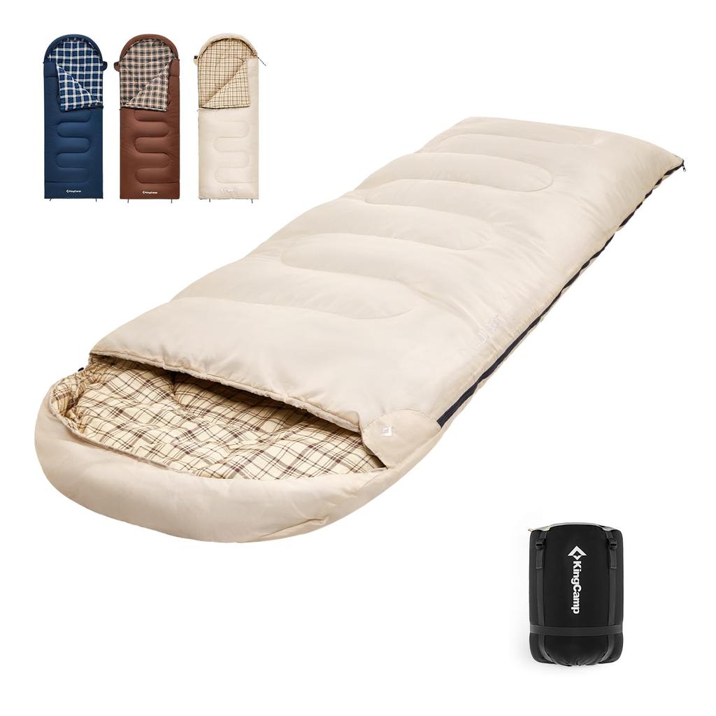 KingCamp Sleeping Envelope For Width Wide All Comfortable Temperature For Fully For Disaster Storage Bag Opens Right Bag, Type, Flannel, Connectable,