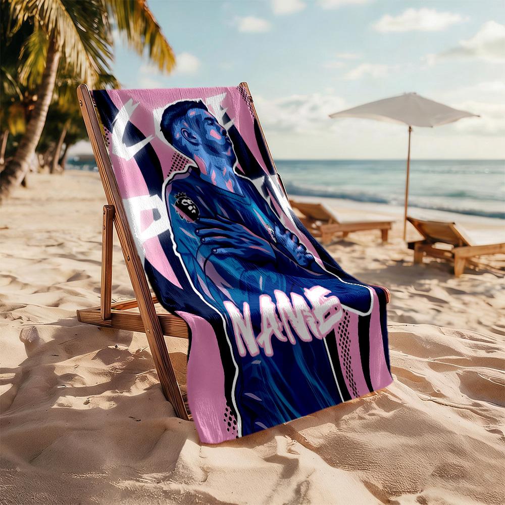 Love Soccer Player Customized Name Beach Towel Super Soft & Absorbent Ideal for Travel Outdoor Swim Pool Yoga Surf Camping Hiking Gym Gift Holiday