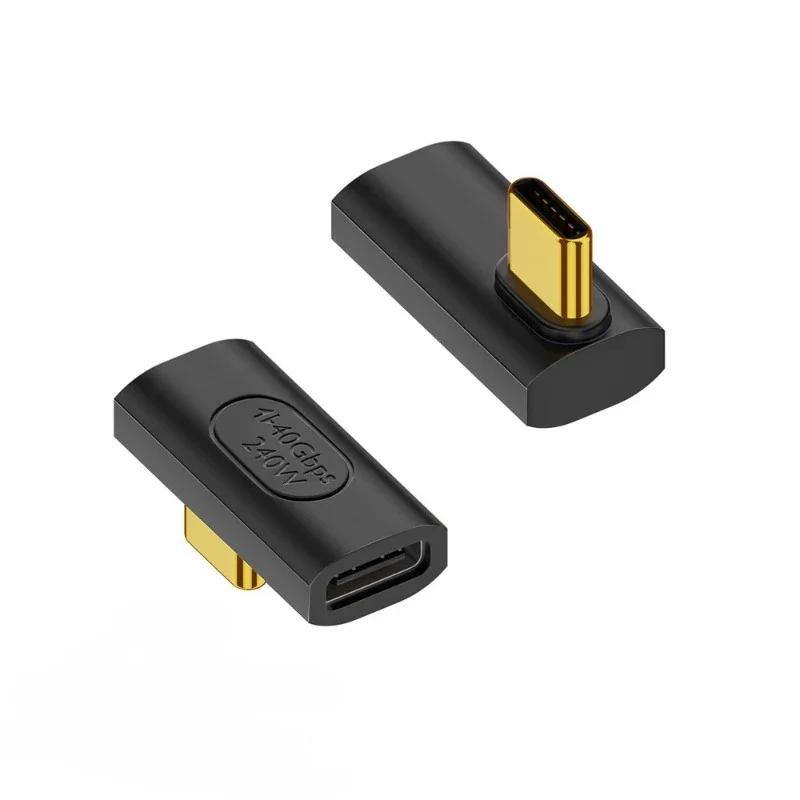 

Адаптер-удлинитель USB C 240 Вт, 90/180 градусов, Type C папа-мама, удлинитель OTG 40 Гбит/с, адаптер для быстрой передачи данных, конвертер, адаптер для зарядки