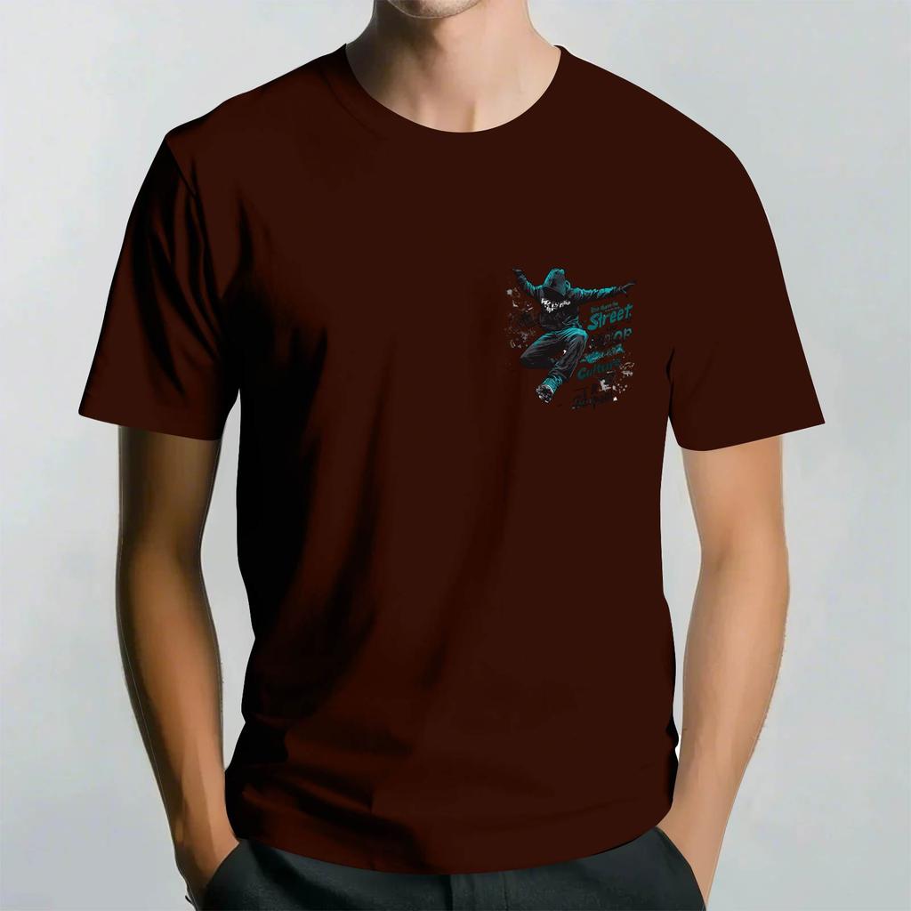 Men's Round Neck Casual Street Printed Short-sleeved T-shirt Top