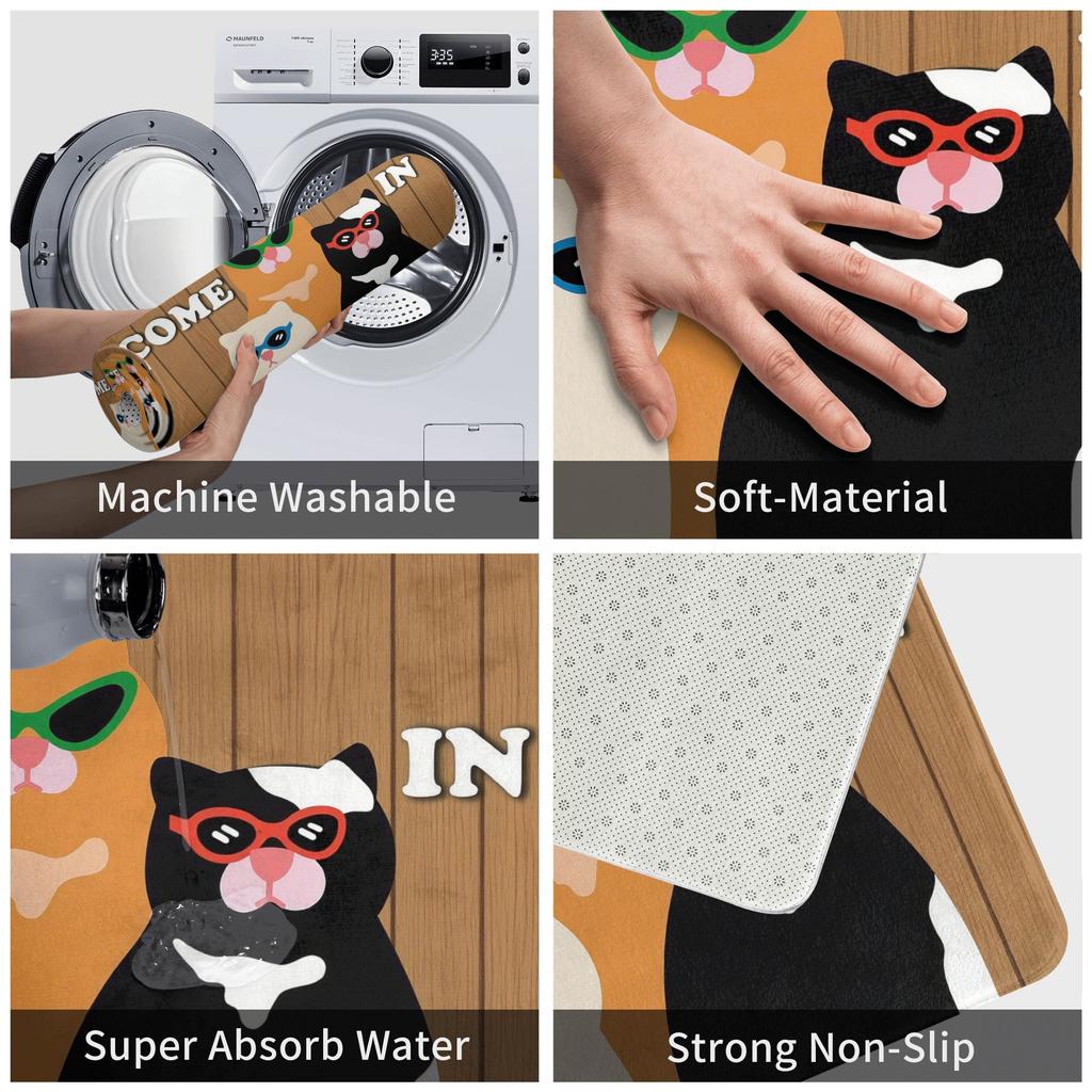 Fun Cat Come In Doormat Anti-Slip Kitchen Bath Mat Garden Garage Door Floor Entrance Carpet Rug