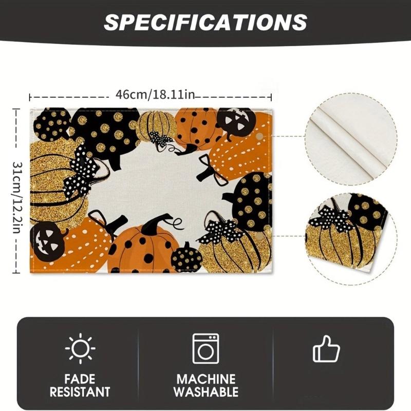 Eerie Pumpkin Designs Table Mats Halloween Pumpkin Table Runner Portable Placemat for a Eerie Dining Experience