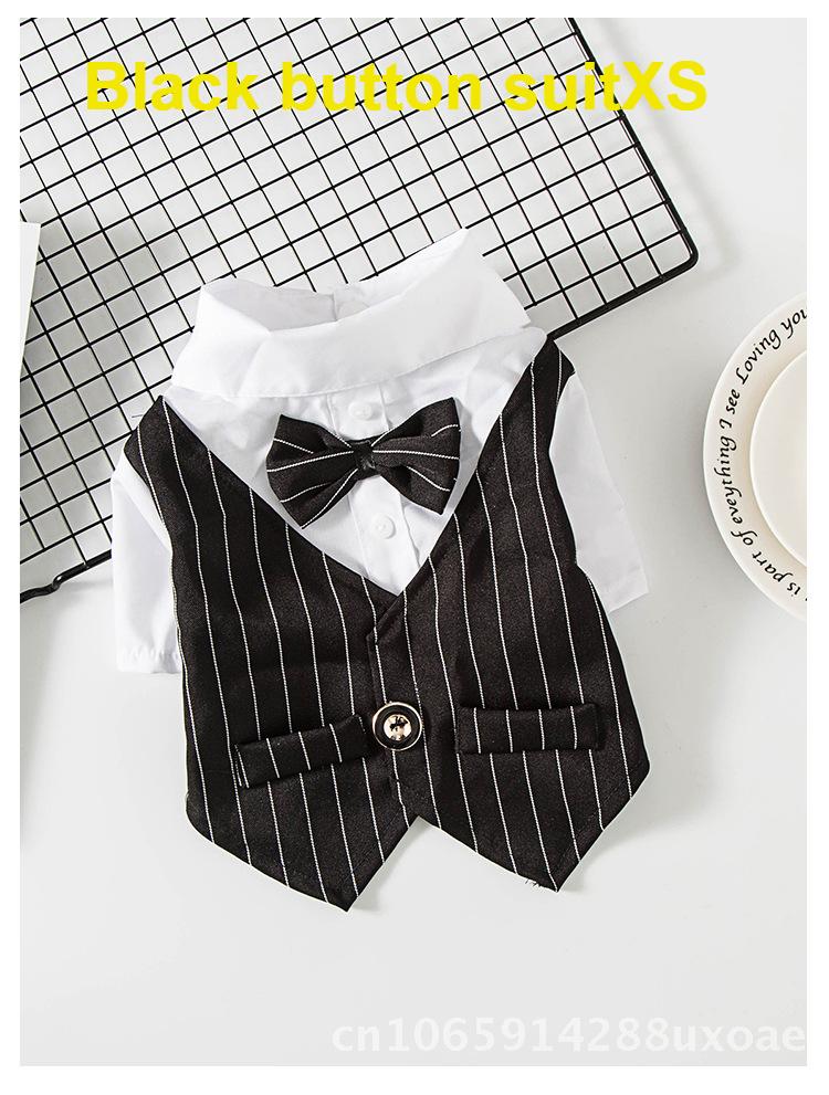 Summer Thin Pet Dog Teddy Suit Shirt Wedding Dress Cat Spring Casual Clothing Navy Blue Burgundy Black Gray Two-legged Dog