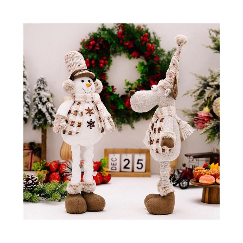 Weihnachts-Stehdekoration, Dehnbare Puppe für Weihnachts-Bodendekoration, Schneemann, Plüsch-Weihnachtsdekoration