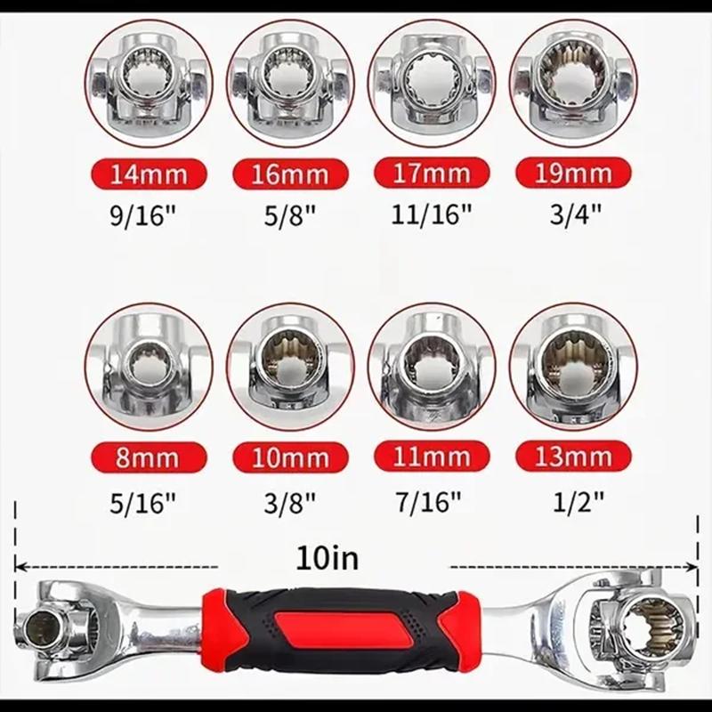48-in-1 Universal Socket Wrench Multifunction Wrench Tool with 360° Rotating Head Ratchet Spanner Tool for Bicycle Car Repair