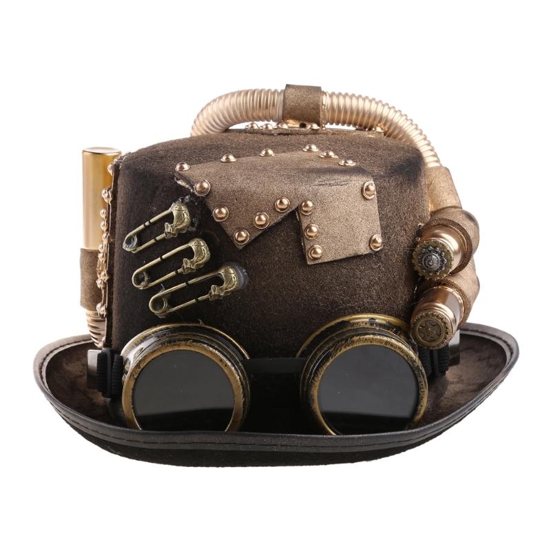 Gay Top Hat Steampunk Top Hat With Goggles Black Halloween Top Hat Carnival