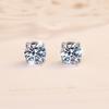 Fin Jewel GRA VVs1Moissanite Earrings 0.8CT/1Ct/2Ct  Round Bright Cut 925 Sterling Silver VVs1Moissanite Stud Earring for Woman