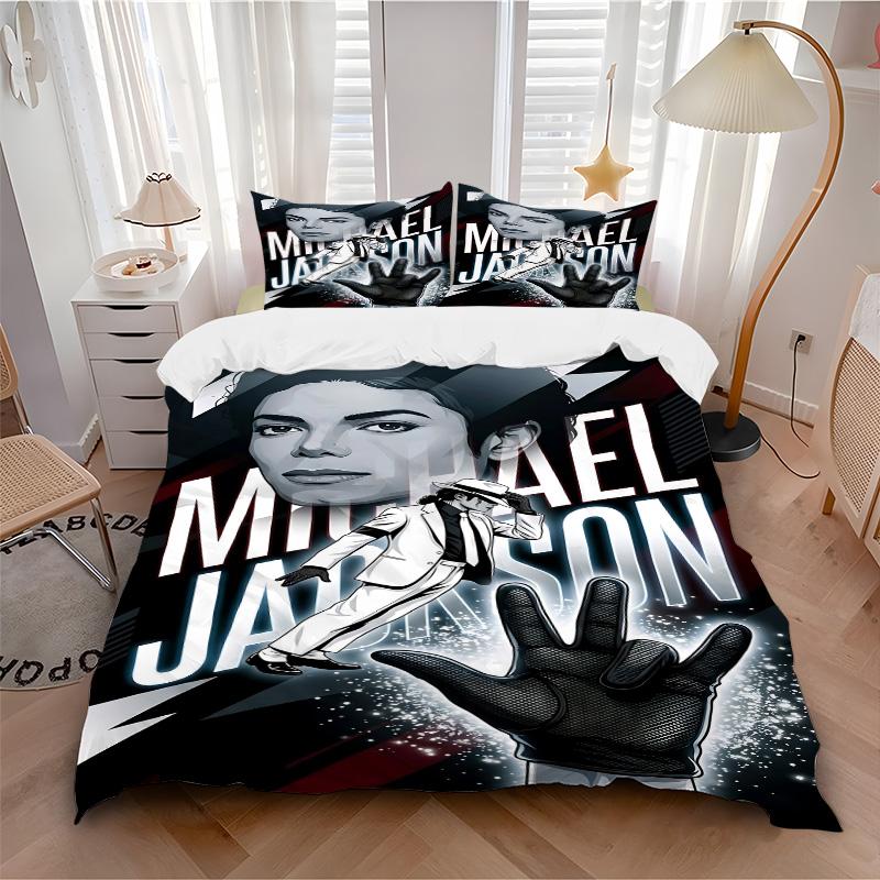 Michael Jackson Pop Print 3Pcs Bedding Set,Duvet Cover with 2 Bedro,Pillowcase Home Birthday Gift