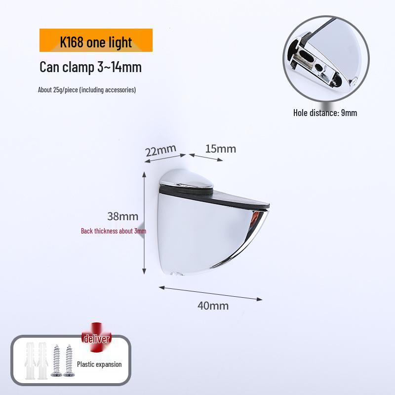 Zinc Alloy F-Shaped Glass Clip: Bathroom/Kitchen Shelf Support Bracket