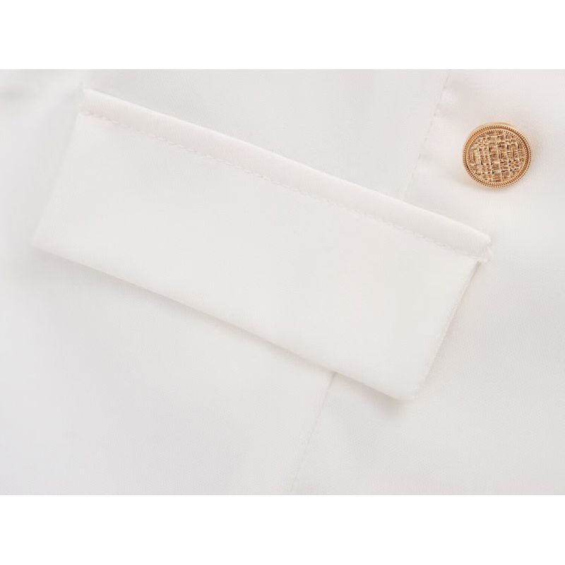 Kaslead New Arrival Women's Fashion Style Minimalist Retro Square Collar Double Breasted Lantern Sleeve Ladies Tops