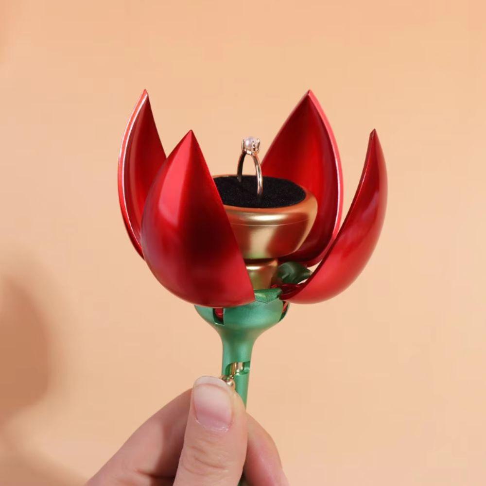 Waterproof Flower Ring Box Elegant Auto Blooming Ring Box Proposal Ring Box Engagement