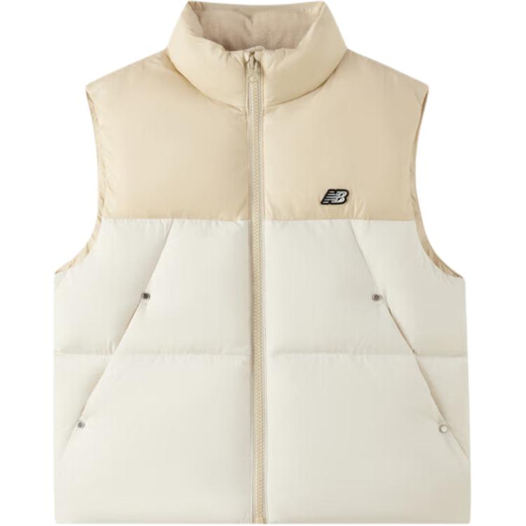 New Balance Kids Down Vests Stand Collar Lightweight Waterproof 7JF4E063-BEI 110