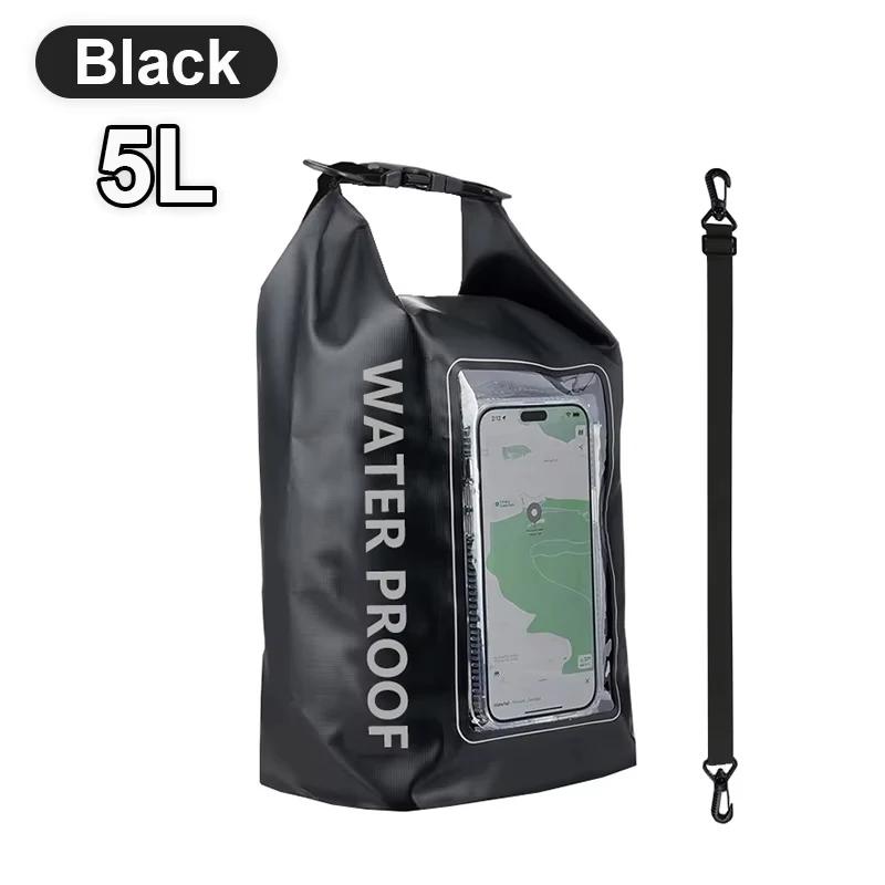 2L/5L Dry Bag Touch Screen Swimming Waterproof PVC Bag Rafting Floating Shoulder Outdoor Sports Bags Surfboard Kayak Storage Bag