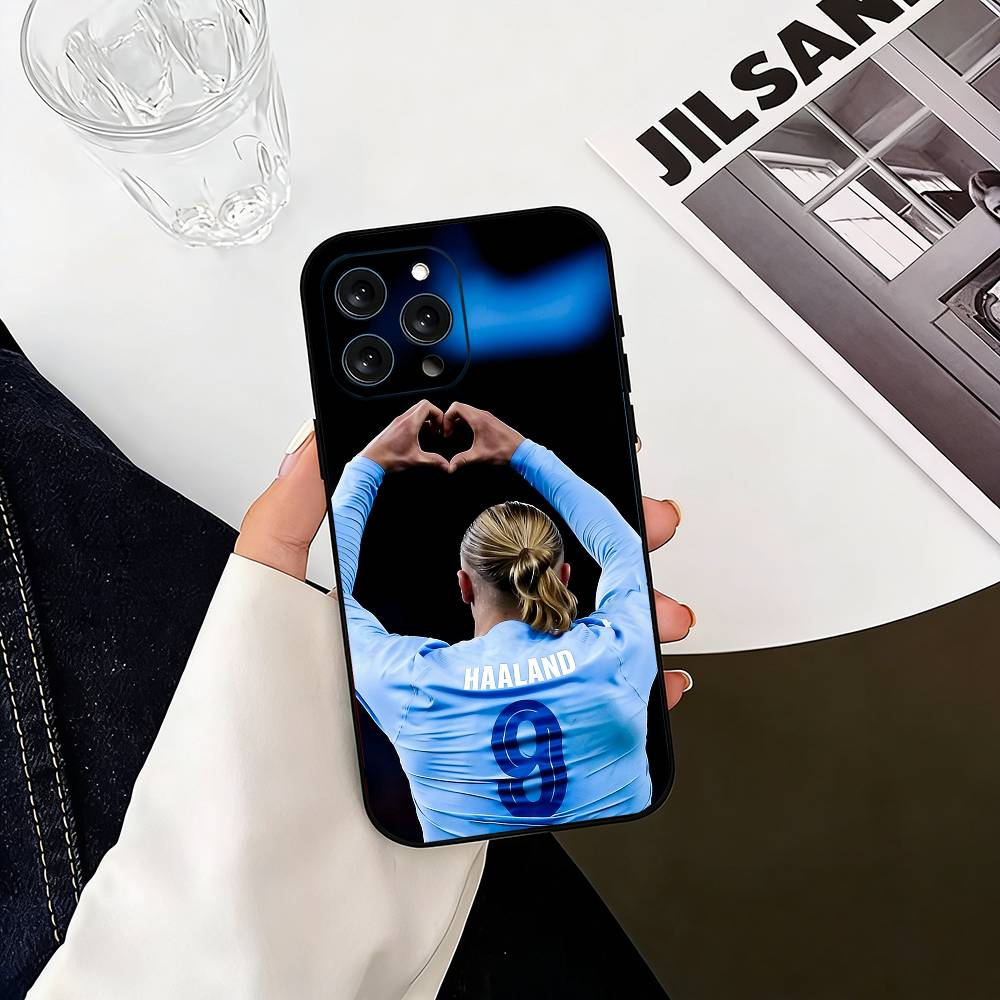 

Erling Haaland Phone Case For iPhone 17,16,15,14,13,12,11 Plus,Pro Max,XS,Soft Silicone Black Cover iPhone17PRO