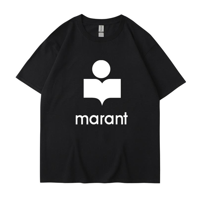 

Новая летняя женская футболка с принтом Marant Letter Grip 2D, круглым вырезом, повседневная, персонализированная, с коротким рукавом L чёрный